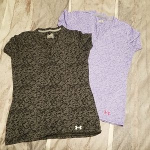 2 speckled burnout under armour shirts